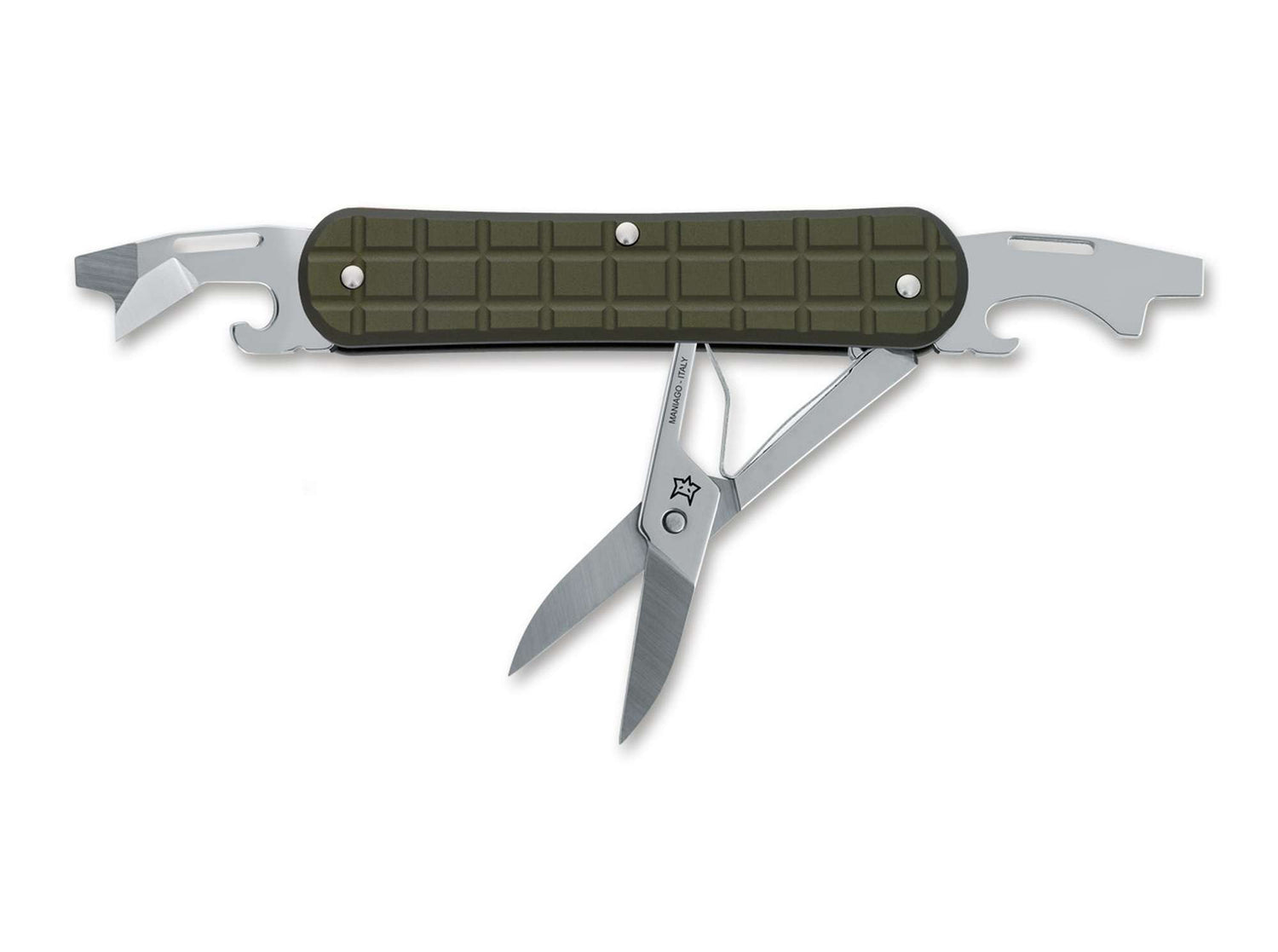 Fox Knives Vulpis 130-F3 Grenade Pattern Aluminum Green