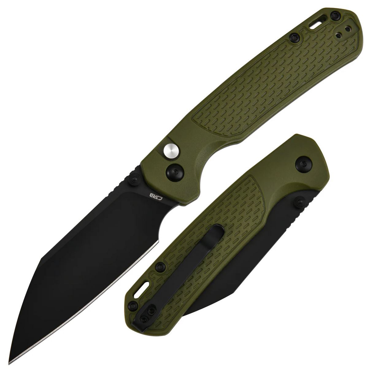 CJRB J1945-BGN Pyrite-Light Green pocket knife 