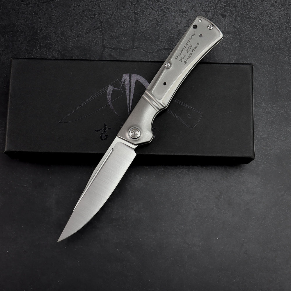 SK-X Slipjoint Taschenmesser - CPM20CV Stahl satin finish Inlay Version ohne Inlay - Flachschliff