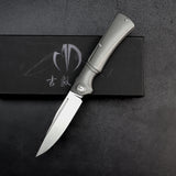 SK-X Slipjoint Taschenmesser - CPM20CV Stahl stonewashed full Titan - Flachschliff